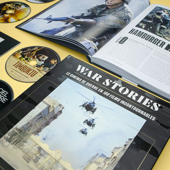 Design éditorial - War Stories coffrets 2 livre et dvd sur les films de guerre